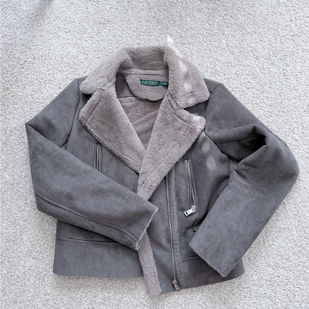 Ralph Lauren Soft Gray Faux Fur Jacket